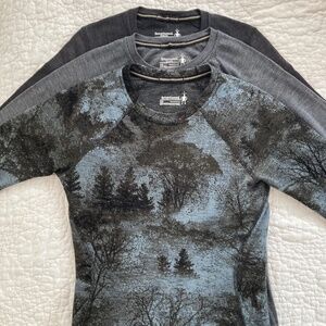 WM's Classic Thermal Merino Base Layer Crew XS in Gray Charcoal Heath Blk Forest